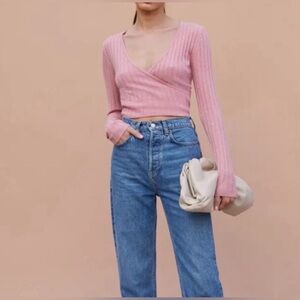 Reformation Pink Cashmere Wrap Sweater
